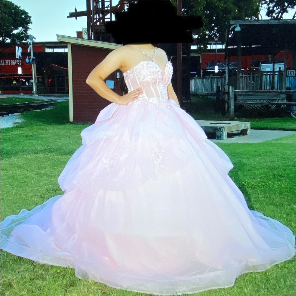 Strapless Pink Ball Gown Prom Dress